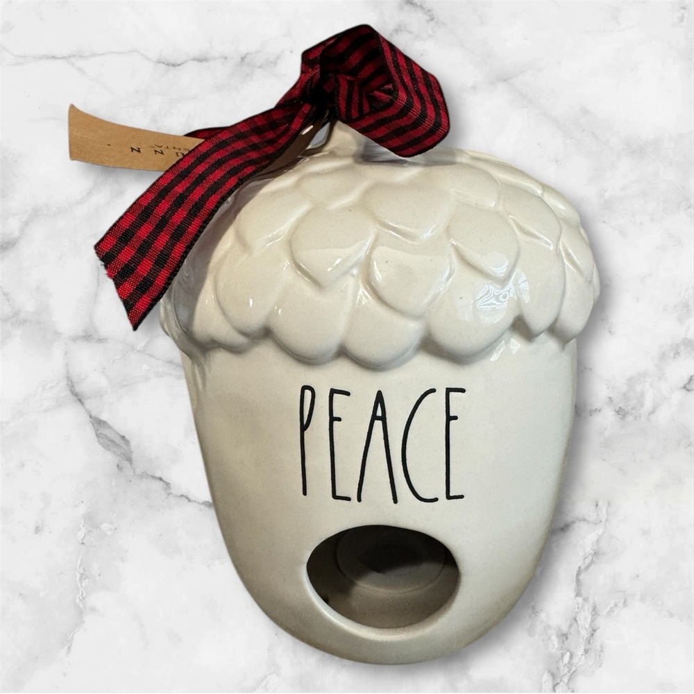 Rae Dunn ceramic acorn Peace birdhouse.